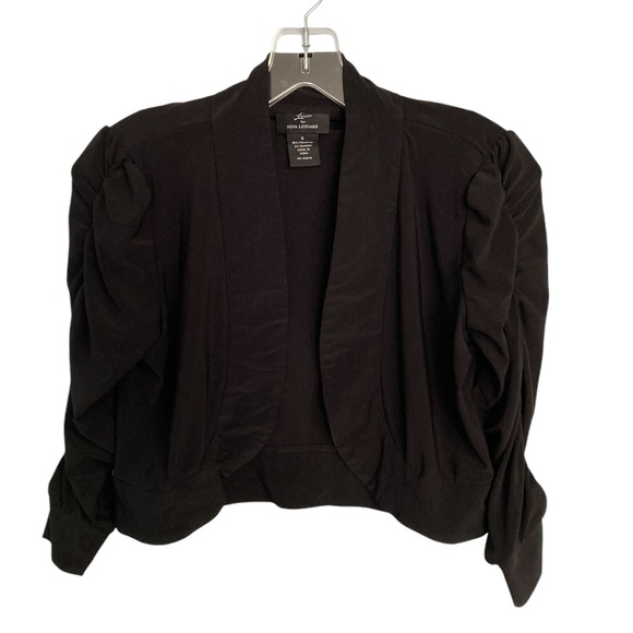 Nina Leonard black shrug cropped jacket cardigan size S - Picture 2 of 5